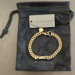AllSaints “Love” Chain Gold Tone Women’s Bracelet